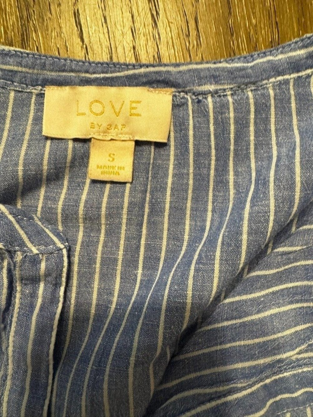 Love by Gap Stripe Crinkle Gauze Shirt Dress Cotton Linen Belt Soft Maxi Slits - Picture 8 of 10